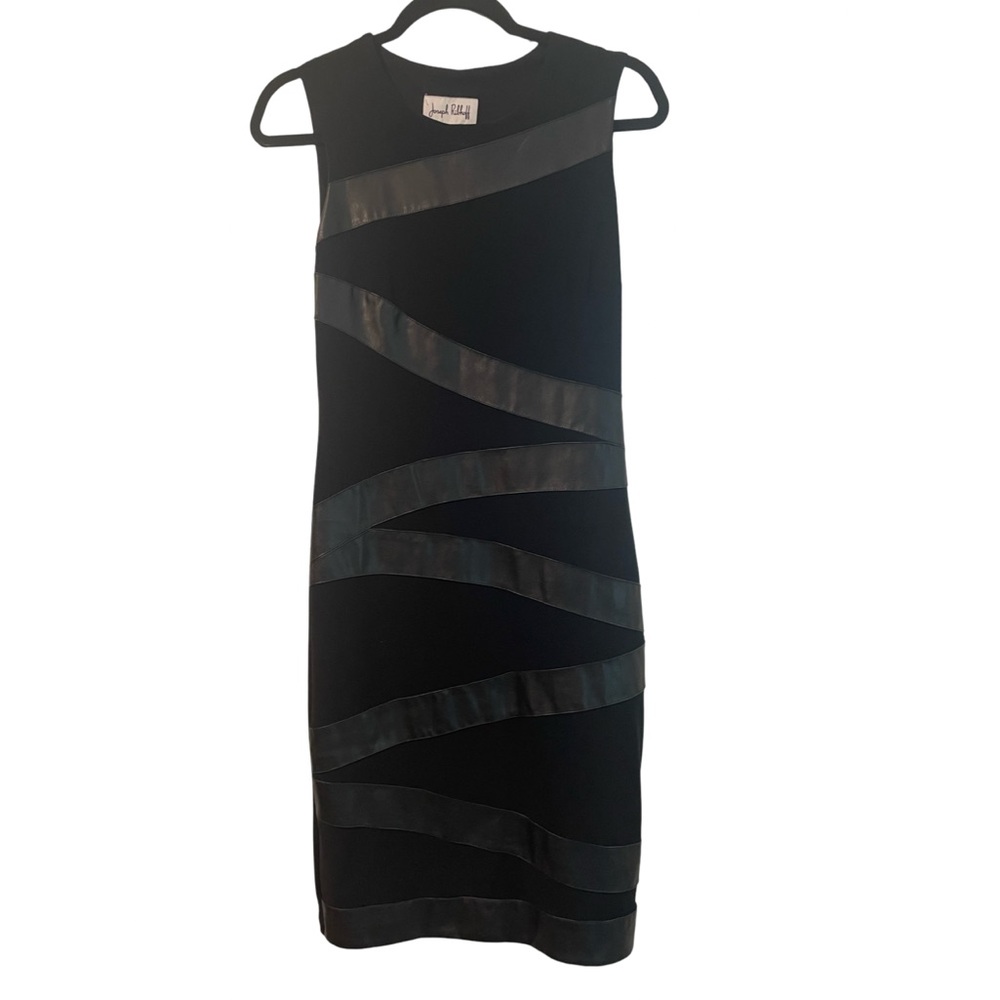 Joseph Ribkoff Black leather Midi Dress